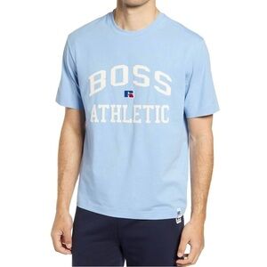 Hugo Boss X Russel Athletic Varsity Logo T-Shirt in Open Blue